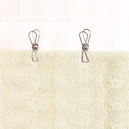 FGen 50pcs Mini Stainless Steel Clips - 1.7-inch, Clothesline, Bag Seal, Paper Clip, Socks