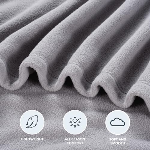 Berkshire Blanket Microfleece Throw Size Bed Throw Blanket Chateau Gray, Lightweight Soft Breathable Plush Micro Fleece Throw Blanket for Travel, Bed and Couch, 50x60 Inches - color: Chateau Gray, size: Throw/Throw XL