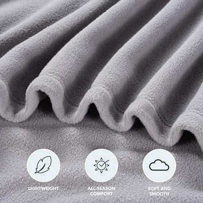 Berkshire Blanket Microfleece Throw Size Bed Throw Blanket Chateau Gray, Lightweight Soft Breathable Plush Micro Fleece Throw Blanket for Travel, Bed and Couch, 50x60 Inches - color: Chateau Gray, size: Throw/Throw XL