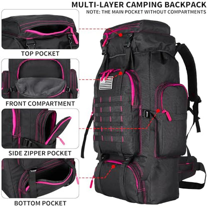 Hiking Backpack for Men 70L/100L Camping Backpack Military Rucksack Molle 3 Days Assault Pack for Climbing | Camping Backpack - color: 70l-blackrose