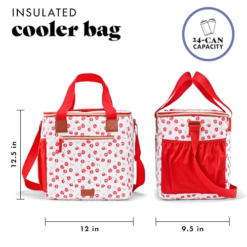 Fit & Fresh, 24-Can Soft Cooler Bag Insulated Leak-Resistant, Portable Soft Cooler, Large Cooler, Soft Sided Cooler Bag, Travel Cooler, Cherry - color: Cherry