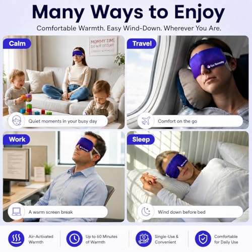 Eye Serenity Steam Eye Mask, Heated Eye Mask, Self Heating Warm Compress for Dry Eyes, Fast Relief for Stye, Puffy Sensitive Eyes, Moist Heat, Gift for Women and Men - Unscented - color: Steam Eye Mask 15 Pack, size: 15 Eye Masks