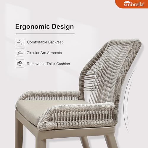 PURPLE LEAF 9 Pieces Patio Dining Set Aluminum Modern Rectangular Table and Wicker Chairs with Cushions for Kitchen Porch Garden Outdoor Furniture Sets, Champagne - color: Champagne, size: 9 PCS, style: Rectangular