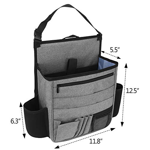 LUXJA Car Front Seat Organizer with Laptop and Tablet Storage Pockets, Car Seat Organizer with Back Adjustable Straps, Gray - color: Gray