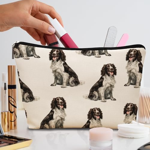 English Springer Dog Makeup Bag, English Springer Lovers Gifts Cosmetic Bag for Women, Dog Mom Lovers Owner Gifts for Women Christmas, Pet Lover Gift Zipper Travel Makeup Pouch for Purse - color: english springer