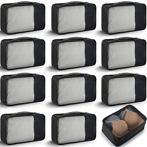 Woanger 12 Pcs Small Packing Cubes for Travel, Light Packing Cubes for Suitcases Mesh Luggage Organizer Bags Travel Accessories Essentials 12 x 8 x 5 Inch(Black) - color: Black, Grey