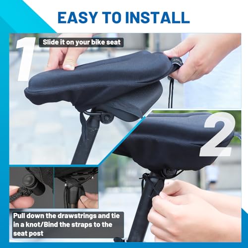 APECYC Bike Seat Cushion Gel Padded Saddle Cover for Men Women - Extra Padding Soft Comfort Bicycle Seat Cushion for Peloton, Stationary, Spin, Mountain, Road, Ebike - size: Narrow
