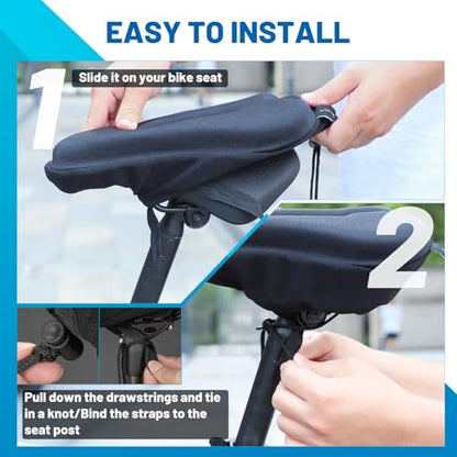 APECYC Bike Seat Cushion Gel Padded Saddle Cover for Men Women - Extra Padding Soft Comfort Bicycle Seat Cushion for Peloton, Stationary, Spin, Mountain, Road, Ebike - size: Narrow