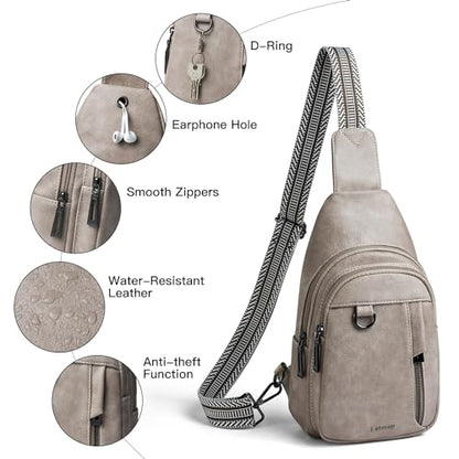 LATMAP 7L Sling Bag for Women Men Leather Small Sling Backpack Daypack Anti Theft Fanny Pack Crossbody Purse Travel - color: Regular Size-greyish