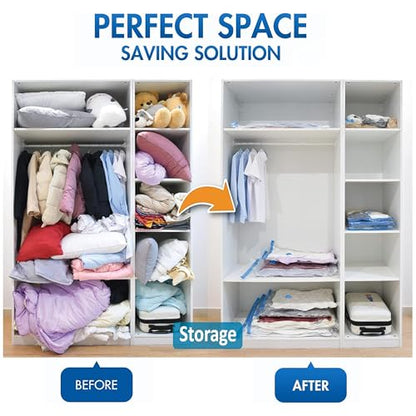 12 Jumbo Compression Storage Bags, Vacuum Storage Bags, Space Saver Bags for Comforters, Blankets, Bedding, Pillows and Clothes Storage, Hand Pump Included - size: 12 Jumbo