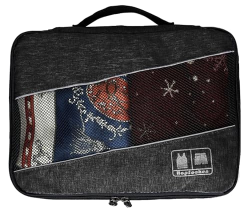5 Set Packing Cubes for Travel Large Suitcase Luggage Organizer Bags Travel Accessories Vacation 4 Cubes 1 Laundry Pouch Bag - color: Snow Black