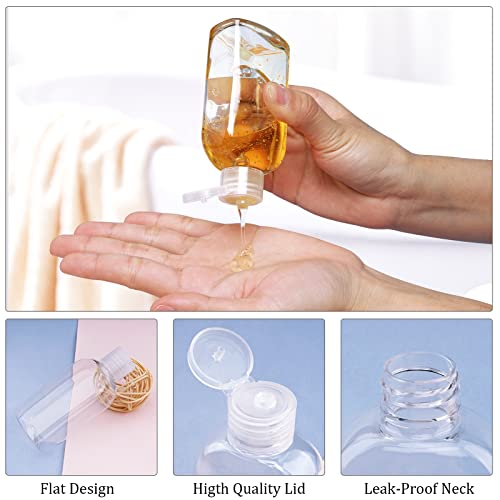 Clear Plastic Empty Squeeze Bottles 9 Pack 3.4oz/100ml with Flip Cap TSA Travel Bottle for Shampoo, Conditioner & Lotion (9 Counts) - size: C-9 Counts