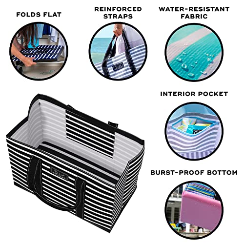 SCOUT Original Deano Tote - Durable Lightweight Open Top Beach, Pool & Lake Bag, Inside Zip Pocket, Folds Flat - color: Fleetwood Black