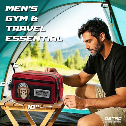 DBTAC Tactical Toiletry Bag w/Electronic Organizer Compartment | Dry/Wet Separate Hygiene Bag, Expanded Travel Dopp Kit Shaving Kit Travel shower Bag for Men (Red) - color: Elite Red/Black