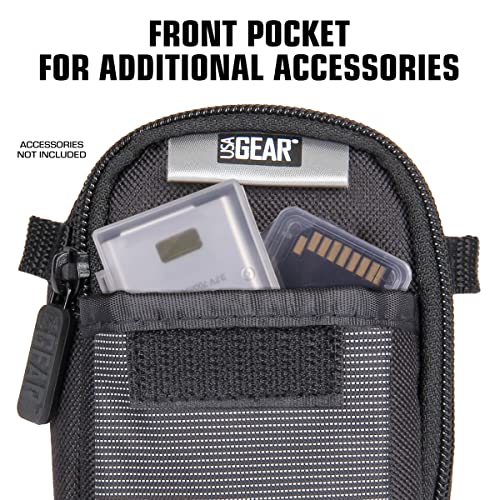 USA Gear Point Shoot Camera Case Compatible with Nikon Coolpix, Canon Powershot Elph 180, Canon G7 X Mark iii, and more - Small Digital Camera Case with Shoulder Strap, Belt Loop, Pocket for SD Card