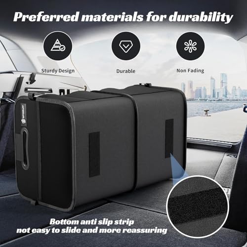 Sposuit Trunk Organizer for Car - 80L Collapsible Car Storage with 11 Pockets & Reinforced Handles, SUV Trunk Organizers for Grocery Cargo(Black) - color: Black, size: X-Large
