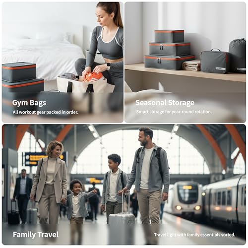 Packing Cube Travel Cubes Suitcase Organizer for Accessories Luggage Carry On Suitcase Lightweight 5 Set Grey - color: Grey