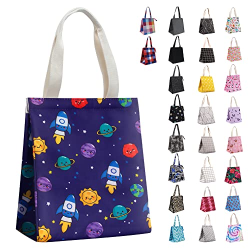 iknoe Lunch Bag Insulated Lunch Bags for Women Men 9L Reusable Lunch Tote Portable Adult Thermal Large Lunch Cooler for Work Picnic Beach (Spacecraft) - color: Dark Blue, size: Velcro Closure