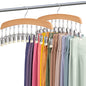 MEILIDY Leggings Hangers, Wooden Closet Hanging Leggings Storage Organizer Scarf Hangers with 24 Clips, 360° Swivel Hook, Burlywood, 2 Pcs - color: Burlywood