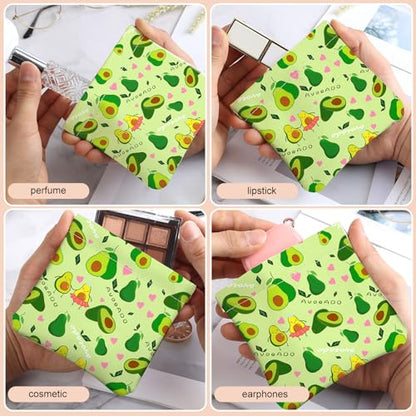 2Pcs PU Leather Small Squeeze Coin Purse Pouch Mini coin Bag Unique And Cute Wallet Cosmetic Bags Change Bag For Women Girls Men Owl and Avocado - color: Owl and Avocado