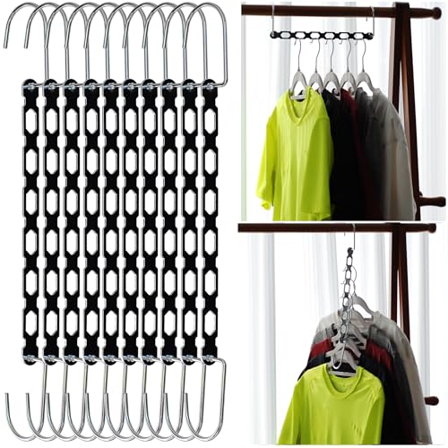 Space Saving Hangers for Clothes, 10 Pack Hanger Organizer Space Saver, Magic Metal Collapsible Closet Organizers, Multiple Hangers in One, College Dorm Room Essentials (V2.0) - color: Chrome V2.0
