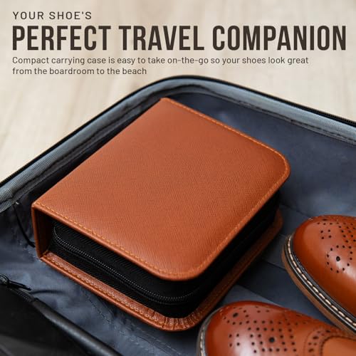 Deluxe Shoe Polish Kit - Portable 7pc Shoe Shine Kit with Genuine Horsehair Brush, Black Shoe Polish, and Clear Shoe Polish - Suede Shoe Cleaning Kit for Sneakers, Leather Shoes, and Boots