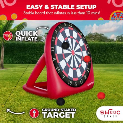 Swooc Games - Premium Inflatable Giant Kick Darts (15+ Ways to Play) - Jumbo Soccer Dartboard with Air Pump - Big Carnival Games - Giant Outdoor Games - Oversized Dart Board Yard & Lawn Game - size: XL - 8ft