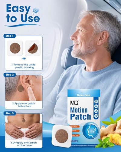 MQ Motion Sickness Patch,50 Count,Non Drowsy Sea Sickness Patches Behind Ear for Cruise Ship Travel, Waterproof Car Sick Patches Fast Acting & Long Last 72H - size: 50 Count (Pack of 2)