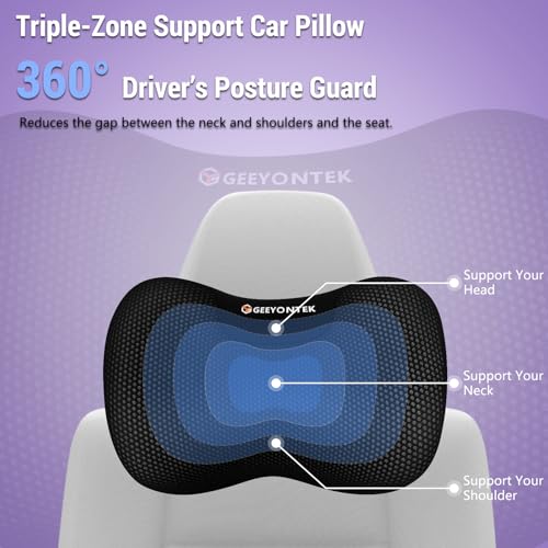 Car Seat Cushion and Lumbar Support Headrest Pillow Mesh Cover Memory Foam Ergonomic Car Cushion Back Neck Support Pillow Sciatica & Back & Tailbone Pain Relief Pillow Black - color: Mesh Cover Seat Cushion ＆ Lumbar Pillow ＆neck Pillow-black