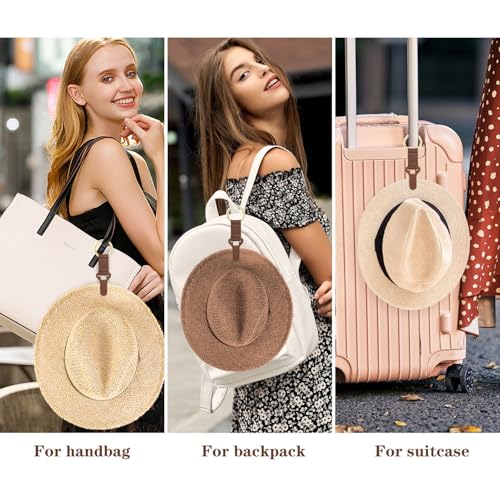 Niveaya Hat Clip for Travel on Bag - 2 Pack, Vacation Beach Cruise Essentials Accessory for Travel Handbag Backpack Luggage, Securely Hold to Keep Hat Shaped, Black+Brown - color: 2pcs Black+brown
