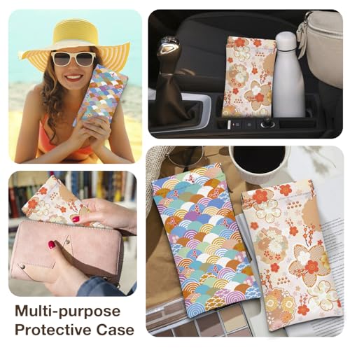 Eyeglasses Sunglasses Case PU Soft Squeeze Top Glasses Pouch for Women Men,Floral Pattern Portable Anti Scratch - color: Pink+yellow
