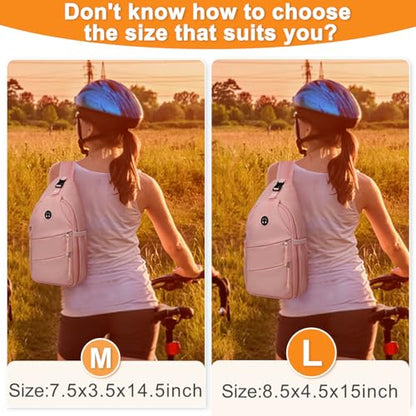 Pritent Crossbody Bags for Women Men Trendy Sling Bag Backpack Casual Chest Bag with Convertible Shoulder Strap - color: Pink, size: Medium