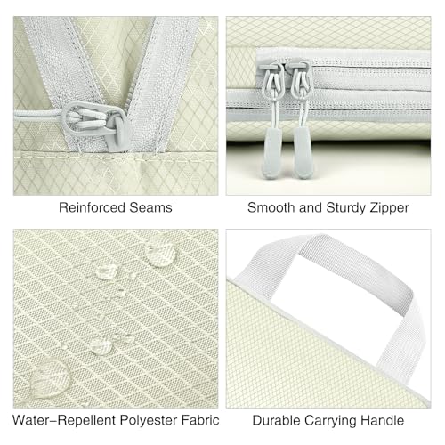 Compression Packing Cubes for Travel,Waterproof Packing Compression Cubes for Travel Packing Organizers,Luggage Cubes for Packing,Ultralight Expandable Packing Cubes Compression (Beige 9 Pack)