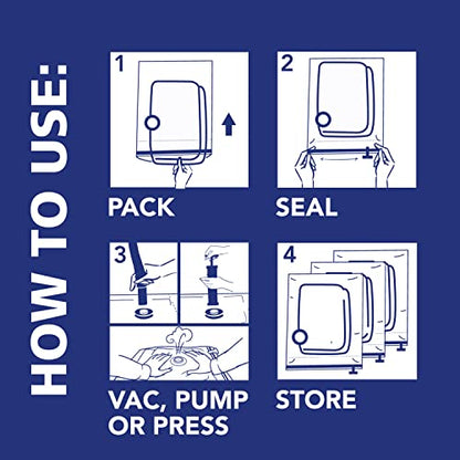 Hefty Shrink-Pak Starter Kit - 2 Large, 1 XL Cube, 1 Jumbo Vacuum Seal Storage Bag and Hand Pump – Space Saver Bags for Clothing, Pillows, Towels, or Blankets, 5 Pc Set - style: Starter Kit