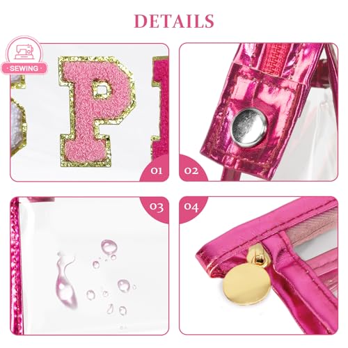COSHAYSOO Sunscreen Bag Clear Makeup Toiletry Pouch Beach Vacation Essentials for Women Teen Girls Trip Gifts Summer Pool Travel Must Have Accessories Waterproof Stuff - color: Pink-SPF
