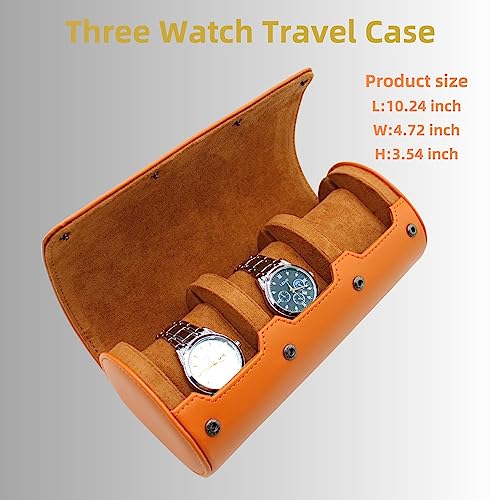 Watch Travel Case Portable Organizer - Luxury Watch Roll Travel Box Recycled Leather Watch Storage and Display for Men and Women (WCASE-3-BROWN) - color: BROWN, size: Three slots