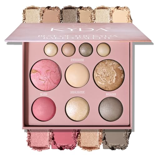 KYDA Best Of The Baked Makeup Palette for Older Women, 10 Colors Full Size | High Pigmented,2 Bronzer,2 Blush,2 Highlighters,4 Eyeshadow, for Mature Skin,Travel-Friendly