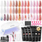 JEWHITENY 14 PCS Poly Nail Gel Kit Poly Extension Gel Kit Starter Kit With Slip Solution Professional Extension Set With LED Lamp Nail Art Design Beginner All In One - color: A01