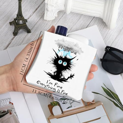 2Pcs PU Leather Small Squeeze Coin Purse Pouch Mini coin Bag Unique And Cute Wallet Cosmetic Bags Change Bag For Women Girls Men Cat struck by lightning - color: Cat struck by lightning