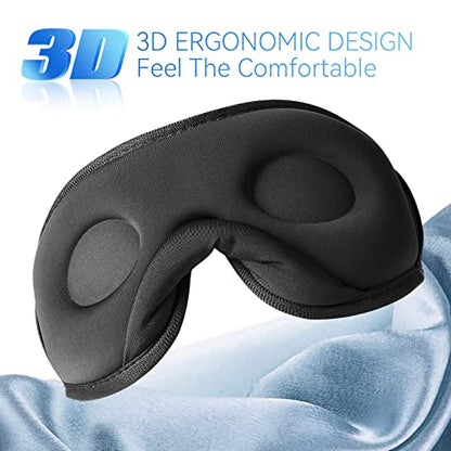 Sleep Headphones, Bluetooth 5.0 Wireless 3D Eye Mask, Lightimetunnel Washable Sleeping Headphones for Side Sleepers With Adjustable Ultra Thin Stereo Speakers Microphone Hands Free for Insomnia Travel - color: Black