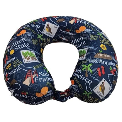 Wolf Essentials Adult Soft Memory Foam 12 x 13-inch Travel Neck Pillow, Compact, Perfect for Plane or Car, California - style: California