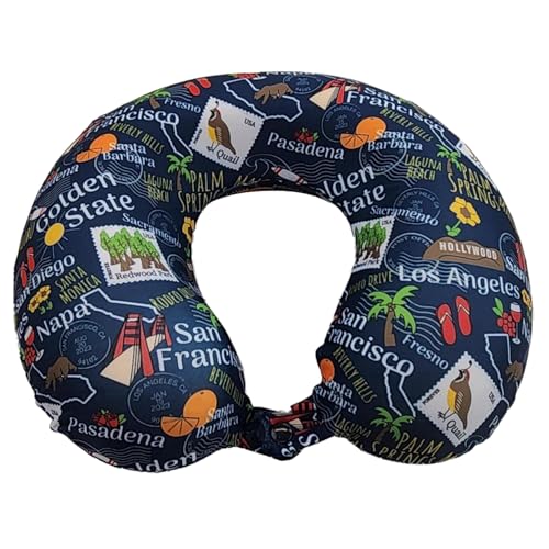 Wolf Essentials Adult Soft Memory Foam 12 x 13-inch Travel Neck Pillow, Compact, Perfect for Plane or Car, California - style: California