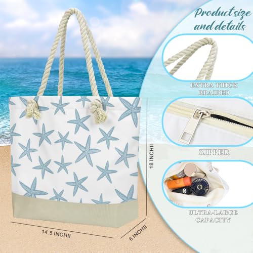 Fokongna Tote Bag For Women, Beach Bag Best Friend Travel Birthday Gifts, Travel Parties Vacation Shopping Essentials - color: Blue Starfish Print
