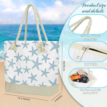 Fokongna Tote Bag For Women, Beach Bag Best Friend Travel Birthday Gifts, Travel Parties Vacation Shopping Essentials - color: Blue Starfish Print
