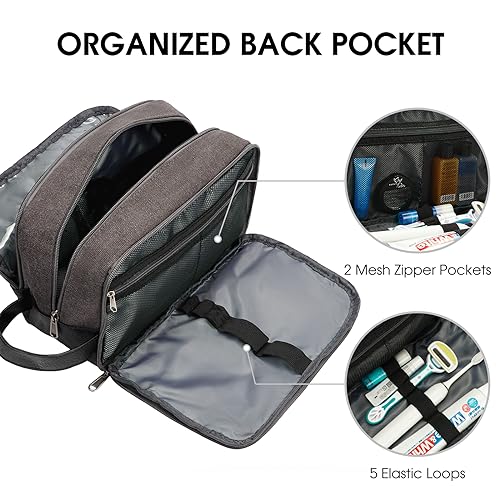 WANDF Travel Toiletry Bag for Men Large Toiletries Shaving Bag Water Resistant Hanging Dopp Kit Travel Accessories Bag for Women Men (Dark Grey) - color: Dark Grey