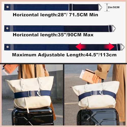 TOOVREN 2-in-1 Travel Belt for Luggage Straps Add a Bag Bungees Suitcase Luggage Strap Over Handle Suitcases Belt for Carry On Bag Adjustable Backpack Attachment Airport Travel Accessories Blue - color: Blue