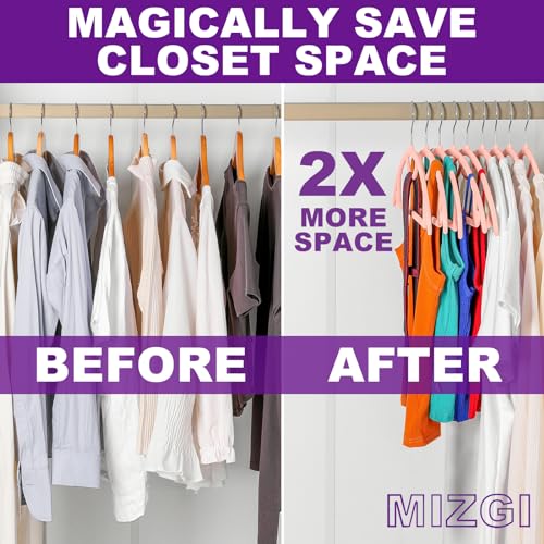 MIZGI Premium Velvet Hangers 50-Pack,No Shoulder Bump Hangers W/Tie Bar Ultra Thin Space Saving Non Slip Hanger Heavy Duty Felt Rounded Clothes Hanger for Sweaters,Coat,Jackets,Pants,Shirts - color: Blush Pink/Rose, size: 50 Pack