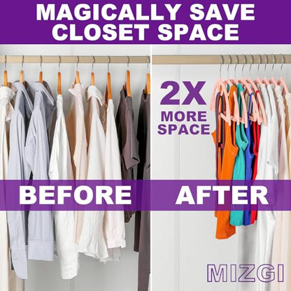 MIZGI Premium Velvet Hangers 50-Pack,No Shoulder Bump Hangers W/Tie Bar Ultra Thin Space Saving Non Slip Hanger Heavy Duty Felt Rounded Clothes Hanger for Sweaters,Coat,Jackets,Pants,Shirts - color: Blush Pink/Rose, size: 50 Pack