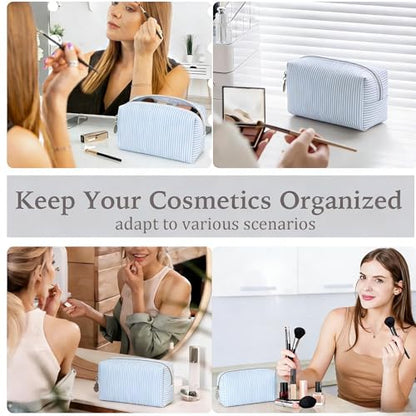 2pcs Makeup Bag Travel Toiletry Bag for Women Lightweight Make Up Bag Purse Organizer Pouches Large Cosmetic Bag Small Makeup Pouch Medicine Bag Travel Essentials for Women Light Blue - color: light blue