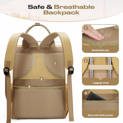 Maelstrom Travel Backpack for Women Men,Laptop Backpack Fits 15.6-17.3 Inch Laptop, Nurse/Work Bag with Insulated Lunch Box (Khaki-beige) - color: Khaki-beige